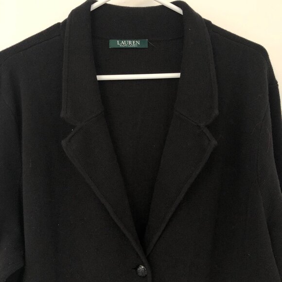 Ralph Lauren Women's Black Combed 100%Cotton Blazer Suit Jacket Plus Size XL - Picture 6 of 10